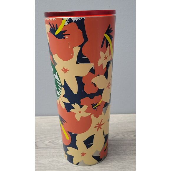 Starbucks 24 oz Tropical Hibiscus Floral Cold Beverage D19 Tumbler without Straw - Picture 2 of 10